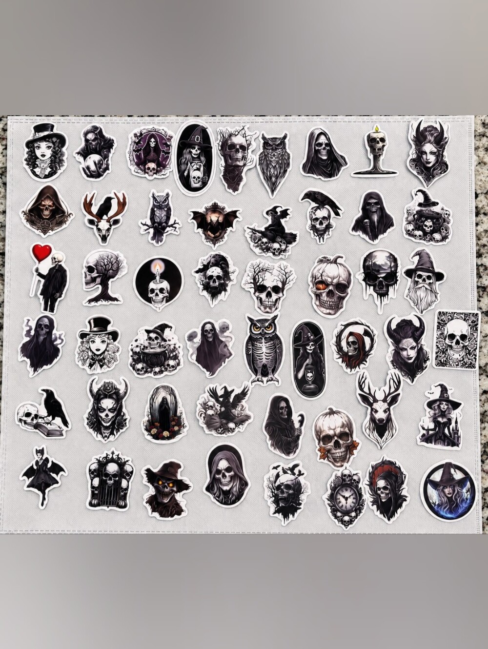 50pc Gothic Horror Sticker Pack Skulls Witches Dark Stickers NEW